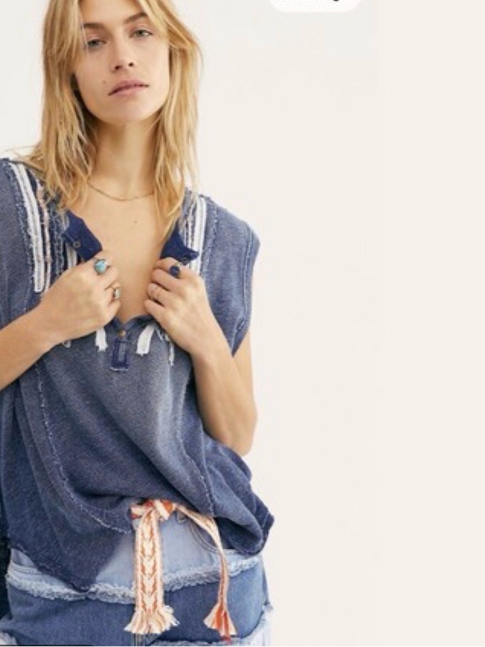 0225 We the free Harvey muscle ISleeveless Knit Top - Blue